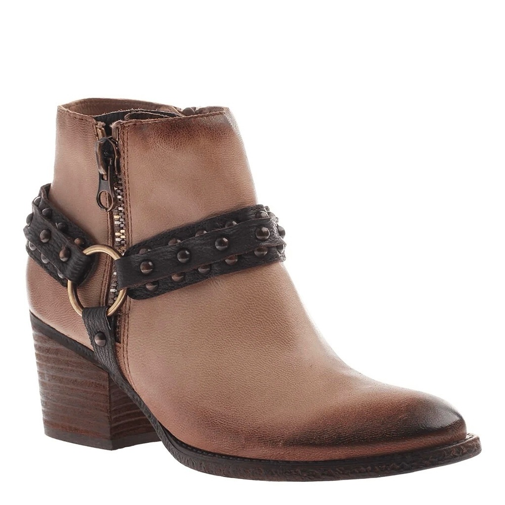 OTBT Emery Brown Leather Studded Ankle Boot Bootie Heel Size 8 Western Boho New